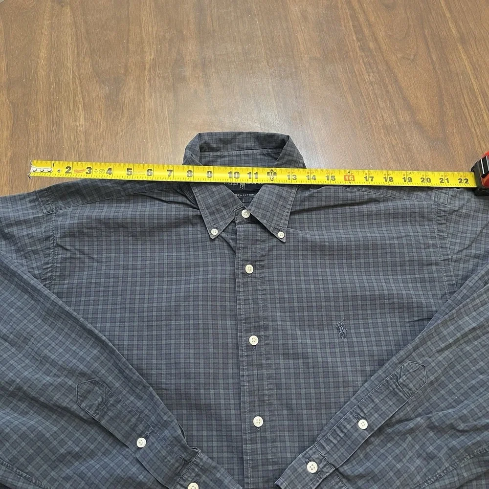 Polo Ralph Lauren Shirt Mens Large Green Plaid Classic Fit Basic Button Down